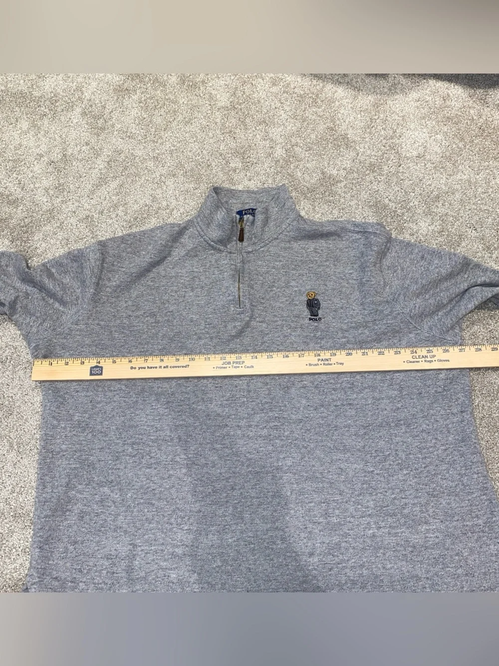 Polo Ralph Lauren Men's Polo Bear Quarter-Zip Sweater Heather Gray Size XL
